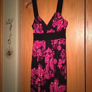 Speechless Hot Pink Black Paisley Dress Small EUC